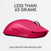 Logitech Mouse G Pro X SUPERLIGHT Wireless Gaming Mouse, Ultra-Lightweight, HERO 25K Sensor, 25,600 DPI, 5 Programmable Buttons, Long Battery Life (Magenta)