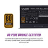 Cooler Master PSU MWE 550 Bronze V2 Power Supply - Non-Modular, 80 Plus Bronze Certified, 120mm HDB Fan, DC-to-DC Circuit Design, ATX 2.52 Version