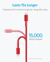 Anker PowerLine Select+ USB-A to Lightning Cable Red (6ft) - Durable Charging Cable