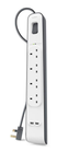 Belkin 4 Outlet Surge Protector with 2 x 2.4A Shared USB Charging, 2M Cable (BSV401sa2M)