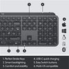 Logitech Keyboard MX Keys Advanced Wireless Illuminated Keyboard, Tactile Responsive Typing, Backlighting, Bluetooth, USB-C, Apple macOS, Microsoft Windows, Linux, iOS, Android, Metal Build - Graphite