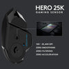Logitech Mouse G502 Lightspeed Wireless Gaming Mouse with Hero 25K Sensor, PowerPlay Compatible, Tunable Weights and Lightsync RGB - (Black)