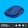 Logitech M221 Wireless Mouse, Silent Buttons, 2.4 GHz with USB Mini Receiver, 1000 DPI Optical Tracking, 18-Month Battery Life, Ambidextrous - (Blue)
