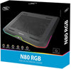 DeepCool N80 RGB Laptop Cooling Pad, 16.7 Million RGB Colors LED, Full Metal Panel, Two 140mm Fans, Two Adjustable Angles, Two USB 3.0, Capacitive Touch Key, up to 17.3" Notebooks - Black