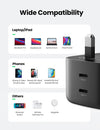 UGreen 65W USB C PD Charger Plug GaN Dual Type C Wall Power Adapter