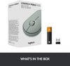 Logitech Mouse Pebble M350 Wireless Mouse with Bluetooth or USB - Silent, Slim Computer Mouse with Quiet Click for iPad, Laptop, Notebook, PC and Mac - (Eucalyptus)