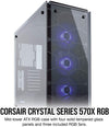 Corsair PC Case Crystal 570X RGB Mid-Tower Case, 3 RGB Fans, Tempered Glass - Black