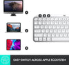 Logitech Keyboard MX Keys Mini for Mac Keyboard for Mac Wireless Mouse Combo - Backlit Keys, USB-C, Bluetooth, Ergonomic, Compact, Fast Scroll, Optimised for macOS, iPadOS – Pale Grey