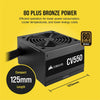 Corsair PSU CV Series, CV550, 550 Watt, 80+ Bronze Certified, Fixed Cable Power Supply