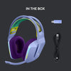 Logitech Headset G733 Lightspeed Wireless Gaming Headset with Suspension Headband, LIGHTSYNC RGB, Blue VO!CE mic Technology and PRO-G Audio Drivers - (Lilac)