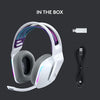 Logitech Headset G733 Lightspeed Wireless Gaming Headset with Suspension Headband, LIGHTSYNC RGB, Blue VO!CE mic Technology and PRO-G Audio Drivers - (White)
