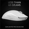 Logitech Mouse G Pro X SUPERLIGHT Wireless Gaming Mouse, Ultra-Lightweight, HERO 25K Sensor, 25,600 DPI, 5 Programmable Buttons, Long Battery Life - White