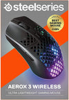 SteelSeries Mouse Aerox 3 Wireless - Super Light Gaming Mouse - 18,000 CPI TrueMove Air Optical Sensor - Ultra-lightweight Water Resistant Design - 200 Hour Battery Life (62604)