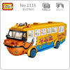 LOZ 1115 Surfing Duck Yellow Bus Amphibious Car 3D Model 546pcs