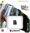 Kingston 512GB microSDXC Canvas Select Plus 100MB/s Read A1 Class 10 UHS-I Memory Card (SDCS2/512GB)
