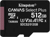 Kingston 512GB microSDXC Canvas Select Plus 100MB/s Read A1 Class 10 UHS-I Memory Card (SDCS2/512GB)