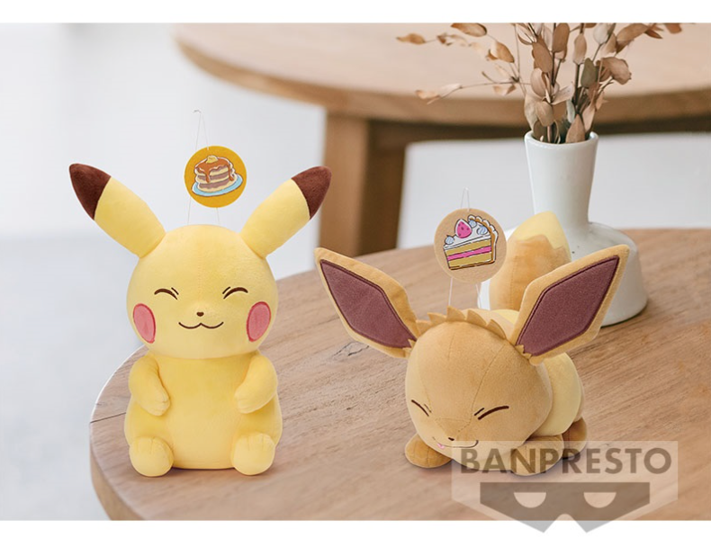Banpresto Plush Toy Pokemon Big Plush Cafe Art Pikachu Eevee 22cm 1 Click .bn