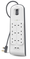 Belkin 6 Outlet Surge Protector with 2 x 2.4A Shared USB Charging, 2M Cable (BSV604sa2M)