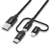 Choetech Cable 3 in 1 Lightning & Micro USB & USB-C to USB-A/M Nylon braided Cable Fast Charging