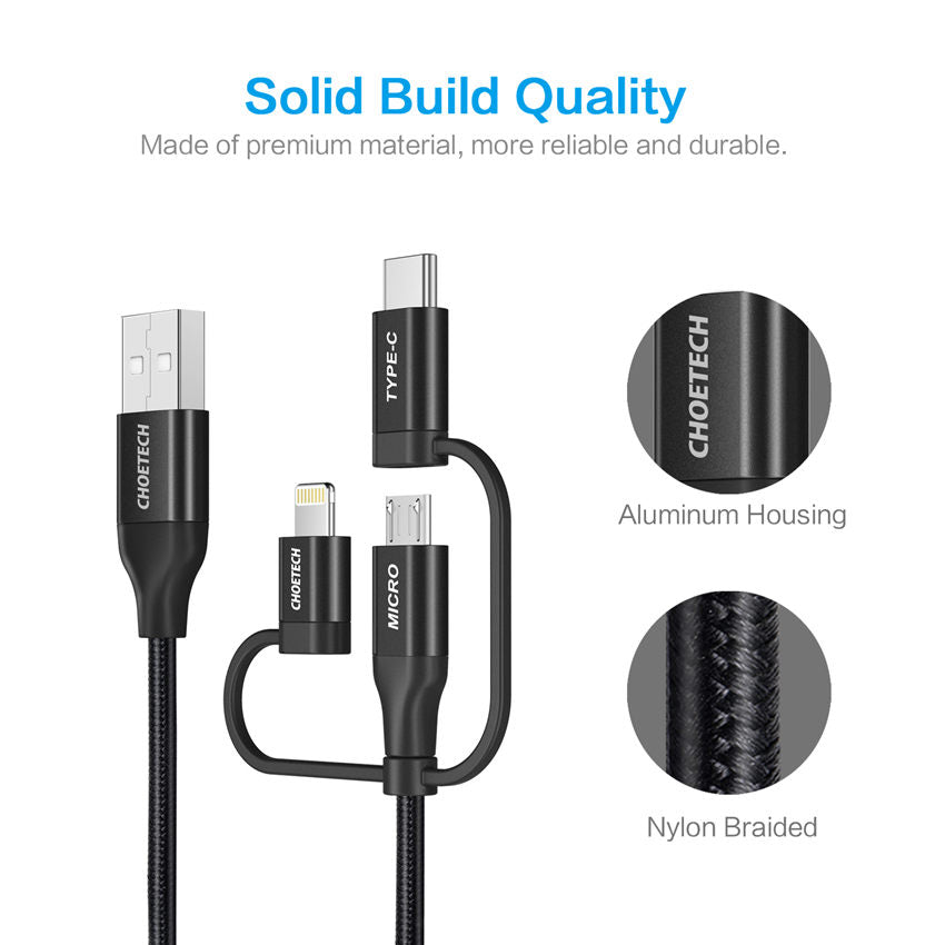 Choetech Cable in Lightning Micro USB USB-C to USB-A/M