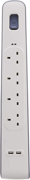 Belkin 4 Outlet Surge Protector with 2 x 2.4A Shared USB Charging, 2M Cable (BSV401sa2M)