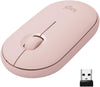 Logitech Mouse Pebble M350 Wireless Mouse with Bluetooth or USB - Silent, Slim Computer Mouse with Quiet Click for iPad, Laptop, Notebook, PC and Mac - (Pink Rose)