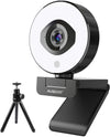 Ausdom AF660 StreamCam with Dual Microphones and Ring Light, USB Computer Auto Focus Web Camera, Stream Webcam 1080P 60fps