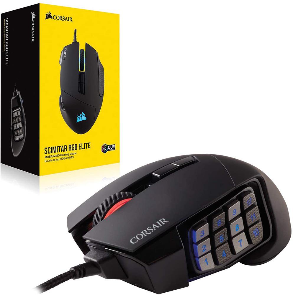 Corsair Mouse Scimitar RGB Elite, MOBA/MMO Gaming Mouse, Black