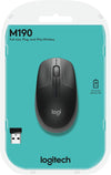 Logitech Mouse M190 Wireless Mouse Full Size Comfort Curve Design 1000Dpi - Charcoal