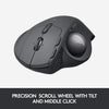 Logitech Mouse MX Ergo Wireless Trackball Mouse, Adjustable Ergonomic Design, Control and Move Text/Images/Files Between 2 Windows and Apple Mac Computers (Bluetooth or USB), Rechargeable - (Graphite)