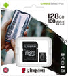 Kingston 128GB microSDXC Canvas Select Plus 100MB/s Read A1 Class 10 UHS-I Memory Card + Adapter (SDCS2/128GB)