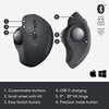 Logitech Mouse MX Ergo Wireless Trackball Mouse, Adjustable Ergonomic Design, Control and Move Text/Images/Files Between 2 Windows and Apple Mac Computers (Bluetooth or USB), Rechargeable - (Graphite)