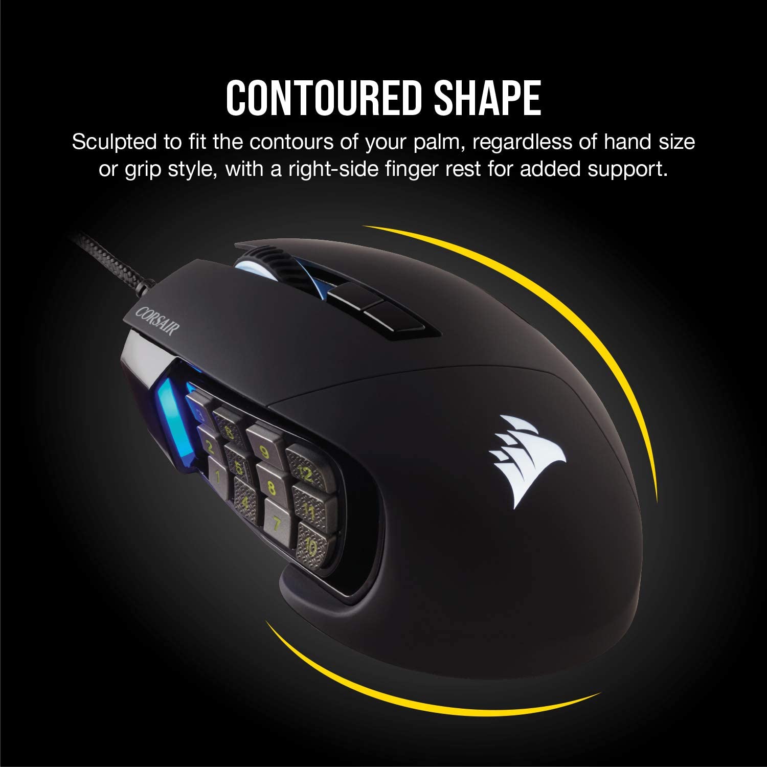 Corsair Mouse Scimitar RGB Elite, MOBA/MMO Gaming Mouse, Black