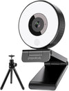 Ausdom Papalook PA552 Webcam Streaming with Ring Light and 2 Mics, Full HD 1080p and Tripod Included