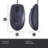 Logitech M100R Wired USB Mouse (Dark Black)