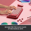 Logitech Keyboard POP Keys Mechanical Wireless Keyboard with Customizable Emoji Keys, Durable Compact Design, Bluetooth or USB Connectivity, Multi-Device, OS Compatible - Heartbreaker Rose