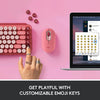 Logitech Keyboard POP Keys Mechanical Wireless Keyboard with Customizable Emoji Keys, Durable Compact Design, Bluetooth or USB Connectivity, Multi-Device, OS Compatible - Heartbreaker Rose