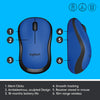 Logitech M221 Wireless Mouse, Silent Buttons, 2.4 GHz with USB Mini Receiver, 1000 DPI Optical Tracking, 18-Month Battery Life, Ambidextrous - (Blue)