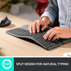Logitech Keyboard ERGO K860 Wireless Ergonomic Keyboard - Split Keyboard, Wrist Rest, Natural Typing, Stain-Resistant Fabric, Bluetooth and USB Connectivity, Compatible with Windows/Mac