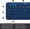 Logitech Keyboard K380 Wireless Multi-Device for Windows, Apple iOS, Apple TV Android or Chrome, Bluetooth, Compact Space-Saving Design, PC/Mac/Laptop/Smartphone/Tablet - (Blue)