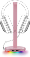 Razer Headset Base Station V2 Chroma: Chroma RGB Lighting - Non-Slip Rubber Base - Designed for Gaming Headsets - Quartz Pink, 4.73 x 4.73 x 11.03 inches