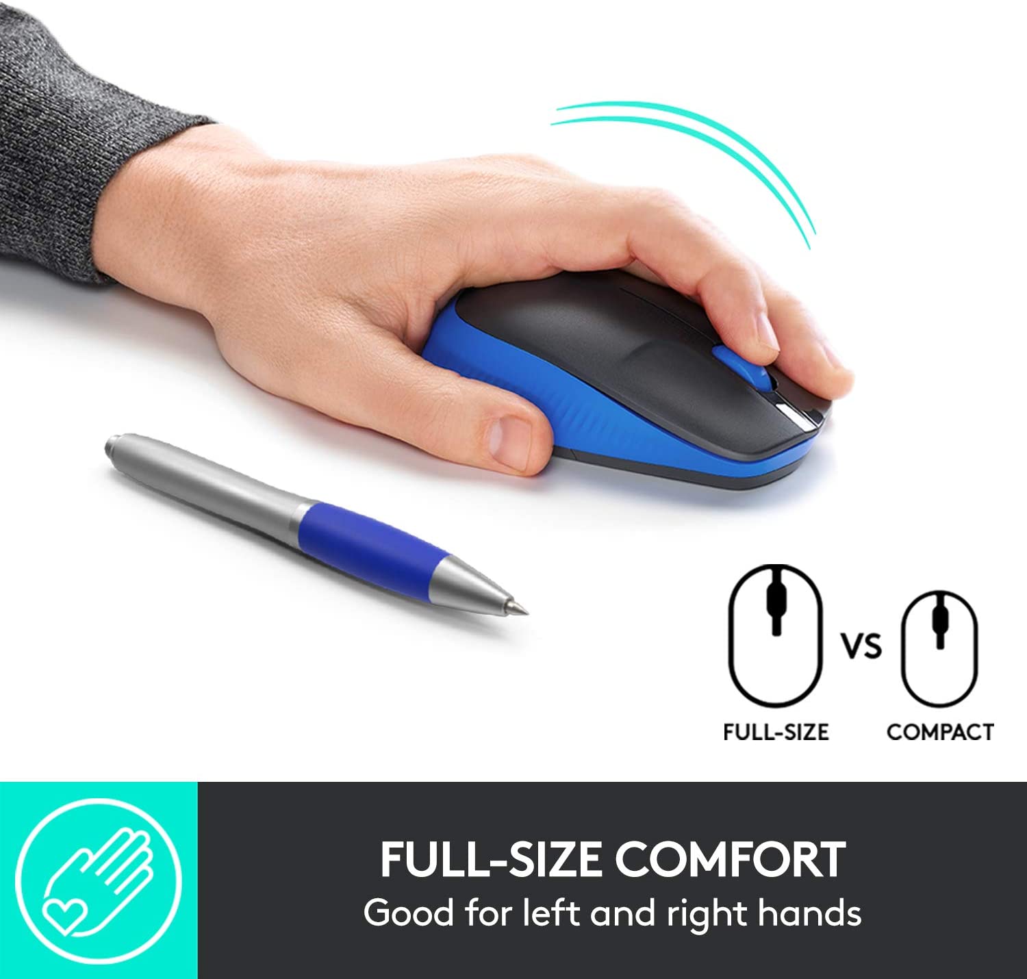 Logitech Mouse M190 Wireless Mouse Full Size Comfort Curve Design