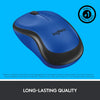 Logitech M221 Wireless Mouse, Silent Buttons, 2.4 GHz with USB Mini Receiver, 1000 DPI Optical Tracking, 18-Month Battery Life, Ambidextrous - (Blue)