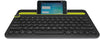 Logitech Keyboard K480 Bluetooth Multi-Device Portable Wireless Keyboard with Integrated Stand Phone Holder - Works with Windows and Mac Computers, Android and iOS Tablets and Smartphones (Black)