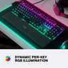 SteelSeries Keyboard Apex 5 Hybrid Mechanical Gaming Keyboard – Per-Key RGB Illumination – Aircraft Grade Aluminum Alloy Frame – OLED Smart Display (Hybrid Blue Switch)