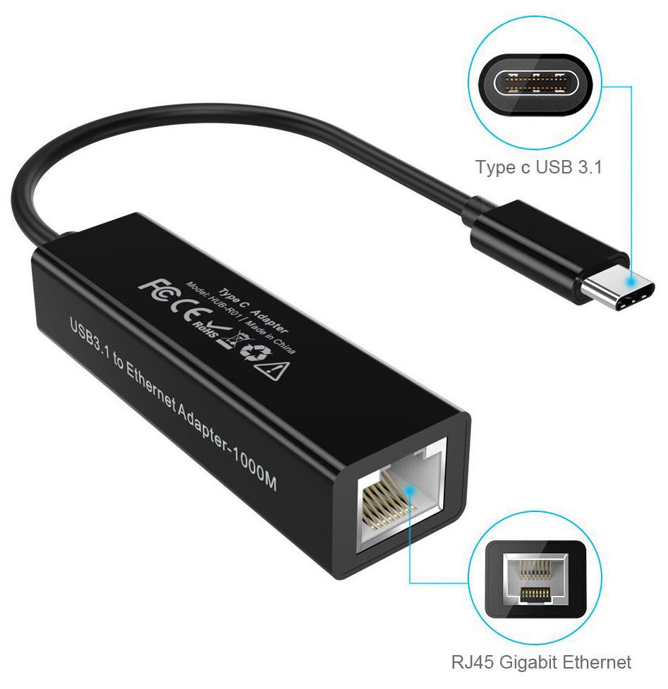 USB Type C 3.1 to RJ45 Gigabit Ethernet LAN Network Adapter 